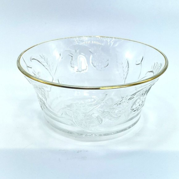Arcopol Accents Arcopol France Clear Glass Berry Bowl With Gold Rim